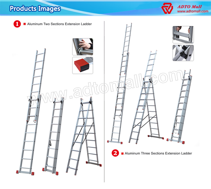 2 sections aluminum extension ladder