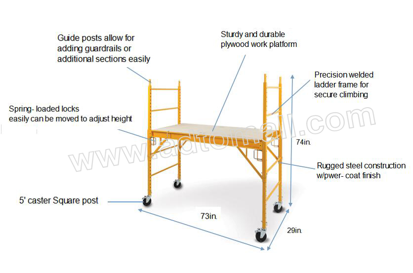 ScaffoldMart, 6ft. Reversible Baker Scaffold, Capacity 1000 lb, Frame  Material Steel, Max. Platform Height 6 ft, Model# MFSET6R23