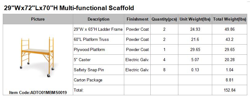 ScaffoldMart, 6ft. Reversible Baker Scaffold, Capacity 1000 lb, Frame  Material Steel, Max. Platform Height 6 ft, Model# MFSET6R23