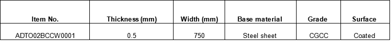 Roofing sheet specifications